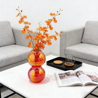 Vase en verre borosilicaté irisé en forme de boule double Ornement de table de mariage coloré et décoration intérieure Vases à fleurs