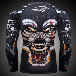 Venta al por mayor compresión camiseta hombres ropa atlética 3D Animal impresión manga larga MMA camiseta - Product Image 2