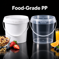 Seau en plastique rond en PP de qualité alimentaire avec couvercle, 300 ml-10 L, transparent, pour l'emballage de crème glacée, de yaourt et de collations, vente en gros