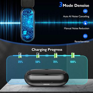 Aomago WM300 2-in-1 Wireless Lavalier <strong>Microphones</strong> for iPhone iPad with Travel-Friendly Charging Case