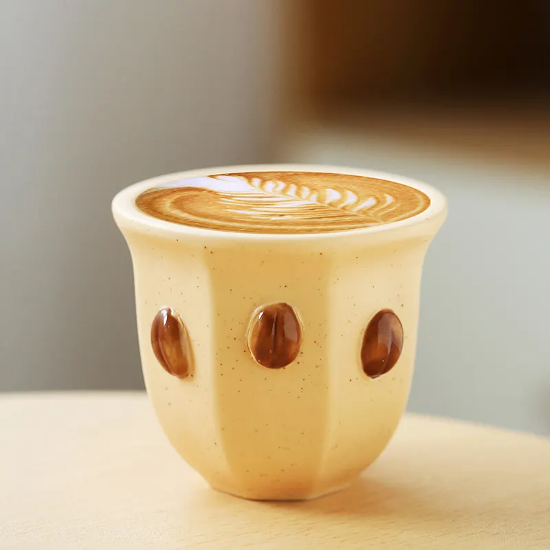 180มิลลิลิตรสร้างสรรค์เมล็ดกาแฟการออกแบบถ้วยกาแฟเซรามิกสำนักงานคาเฟ่พิเศษสำหรับกาแฟชาของขวัญ