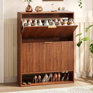 Mobile Moderno in Legno per <span class=keywords><strong>Scarpe</strong></span> con Ripiani Regolabili e Ganci Laterali per <span class=keywords><strong>Arredamento</strong></span> Soggiorno e Uso Domestico - Product Image 1