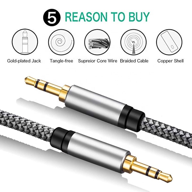 Xput Nylon Braided 3 Pole 3.5MM Aux Audio Cable Stereo Headphone Speaker Auxiliary Jack Connection Cord