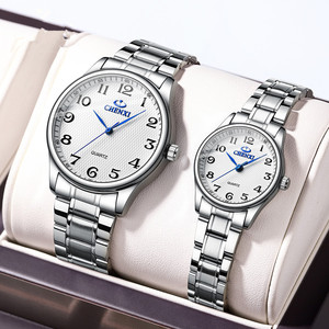 Relojes de Pareja para Negocios, Esfera con Números Grandes, Correa de Acero Inoxidable, Relojes de Cuarzo para Hombre y Mujer, Reloj de Pulsera Casual para Uso Diario - Product Image 5