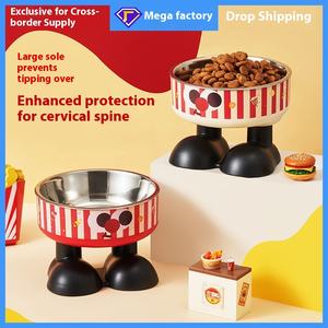 Toptan yeni sınır ötesi anti-vurmak kedi köpek kase paslanmaz çelik yem kasesi boyun koruyucusu ile katı desen otomatik özelliği - Product Image 3