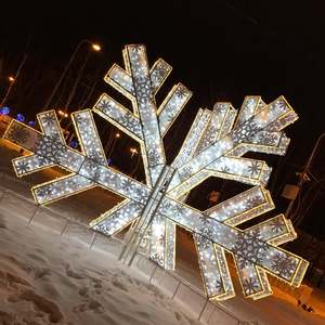 3D Illuminated Snowflake Motif <b>Lights</b> for Christmas Landscape Scene - Product Image 1