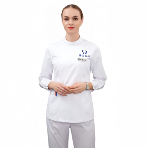 Chemise de gommage d'infirmière pour salon de beauté col haut avec boutons avant uniforme d'infirmière pour les professionnels de la santé - Product Image 4