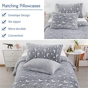 <strong>Glow</strong> <strong>in</strong> <strong>the</strong> <strong>Dark</strong> Ultra Soft Down Alternative Comforter Gray Velvet <strong>Bedding</strong> Sets - Product Image 4