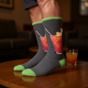 Calzini da uomo a metà polpaccio 40-45 con stampa Cocktail grigio verde sul tallone - Product Image 2