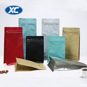 custom printed recycled side gusset stand up zip lock aluminum foil matt pouch for coffee packaging bag with valve