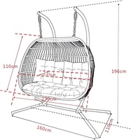 Fauteuil suspendu Danlong moderne en métal pour chambre et extérieur, deux places, forme œuf