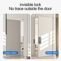 Serrure de Porte Invisible Intelligente OEM pour Intérieur, Serrure Électronique Tuya BLE pour Porte en Bois avec Carte à Balayer