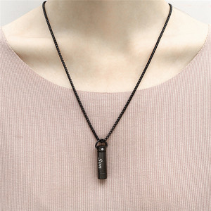 LIVE4U 316 مجوهرات من صلب لا يصدأ اسطوانة شريط عمودي شكل قلادة ذات شكل جرة الإحراق قلادة - Product Image 6