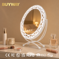 Miroir de maquillage LED ovale blanc avec lumière en treillis de diamants et base en forme de X, miroir Hollywood