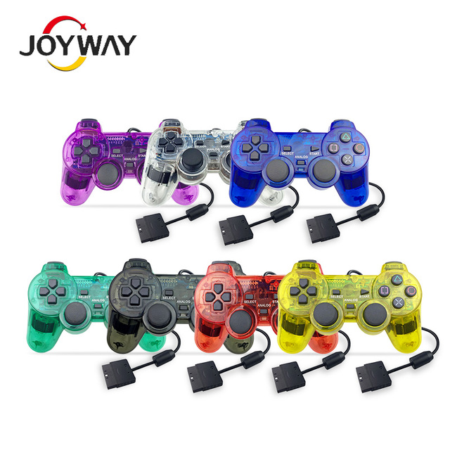 Wired Vibration Gamepad Wireless Video Game PS2 Controller for Playstation 2 Joystick Transparent clear