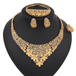Ensemble de bijoux africains, plaqué or 18k, <span class=keywords><strong>4</strong></span> pièces, véritables breloques et cadeaux, collier imitation CZ fait à la main - Product Image 4