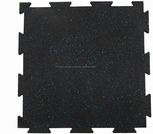 gym rubber tile interlocking floor mat EPDM rubber for fitness floor, exercise equipment pad and garage floor mat - Product Image 1