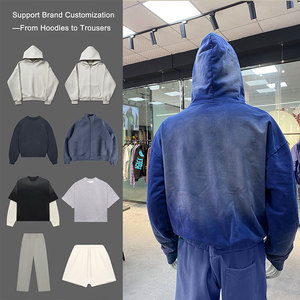 Felpa con Cappuccio e Strass Stampa Personalizzata Streetwear Grammatura Pesante 500 GSM <span class=keywords><strong>Oversize</strong></span> Effetto <span class=keywords><strong>Vintage</strong></span> Acid Wash e Sbiadito dal Sole - Product Image 2