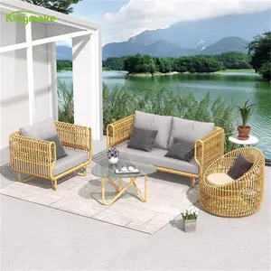 Cheap Stock Outdoor Cane Furniture Cover Garden Set Patio Rattan Sofas Waterproof Modern Sofa Set Garden Furniture