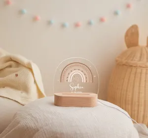 Soporte decorativo romántico de madera LED USB portátil noche luz tenue enchufe en interruptor dormir relajación hogar niños regalos pequeña base