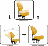 Chaise de bureau moderne avec dossier en forme de selle, en cuir PU, hauteur réglable, base pivotante