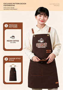 Tablier réglable unisexe en polycoton imperméable pour cuisine, chef, <span class=keywords><strong>barman</strong></span>, restaurant, bar, uniforme de travail, logo personnalisé en stock - Product Image 4