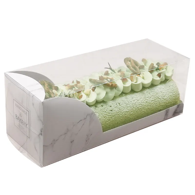 Rotolo personalizzato torta rettangolo scatole trasparenti in pvc muffin confezione caramelle consegna alimenti scatola di carta porta via scatola per alimenti