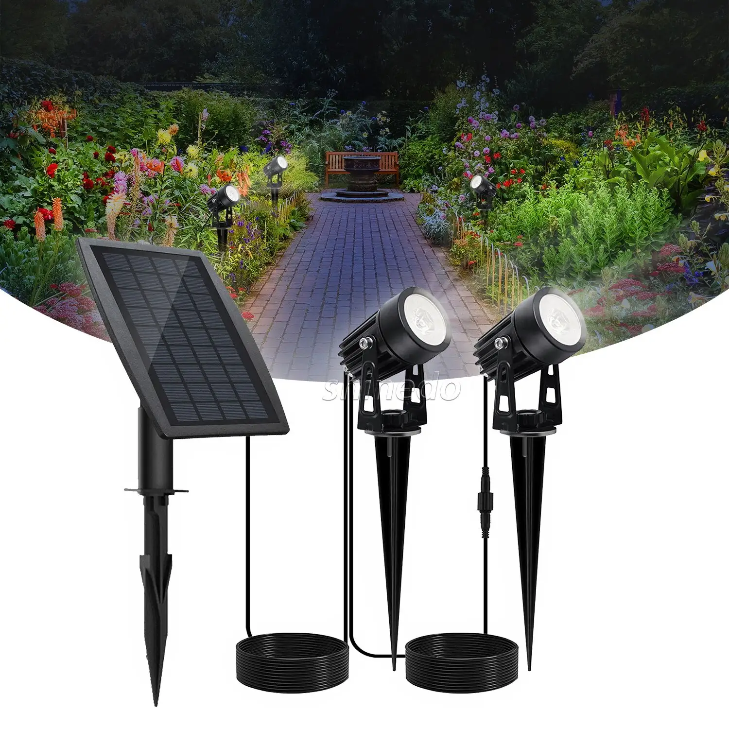 Solar Spotlights 2W Solar Powered Landscape Lights Outdoor Spotlights Low Voltage IP65 Waterproof Garden Yard Downlight
