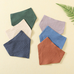 Bavoir double couche en gaze de coton pour bébé, lingette d'épaule pour nourrisson, mouchoir pour enfant, foulard triangulaire pour nouveau-né, serviette d'alimentation en tissu crêpe - Product Image 5