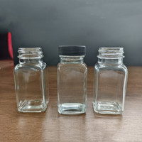 Bouteilles en verre carrées vides de 60 ml (2 oz) de qualité alimentaire avec bouchons noirs, réutilisables, pour shots de gingembre ou jus
