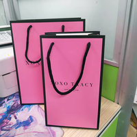 Sac en Papier Cartonné Blanc de Luxe Rose et Blanc avec Poignées, Impression Personnalisée de Logo, Écologique, pour Mode, Shopping, Vêtements et Cadeaux
