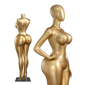 Mannequin féminin en fibre de verre doré, <span class=keywords><strong>taille</strong></span> extra-large, <span class=keywords><strong>taille</strong></span> cintrée, poitrine et fessier généreux, avec tête, pour vitrine - Product Image 5