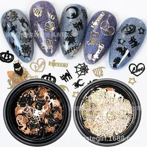 3D Halloween Nail Art Flocos Encantos Esqueleto Aranha Abóbora UV Esmalte Nail Polish Suprimentos DIY Decoração de Natal