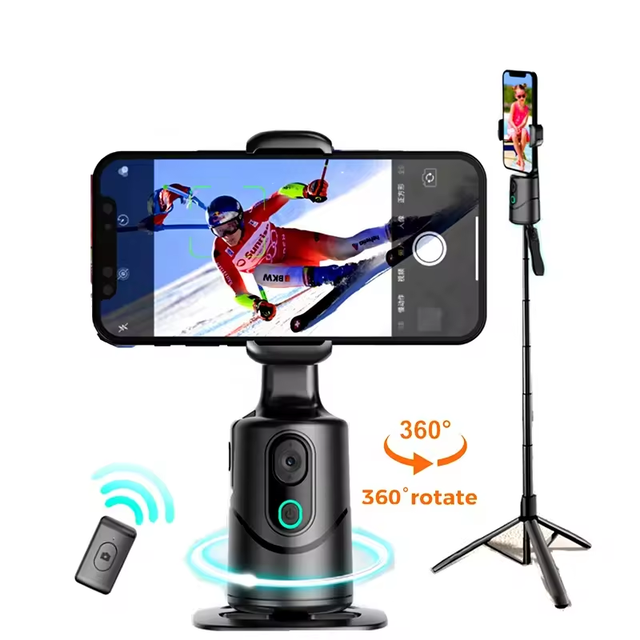 AI Auto Face Tracking Tripod with 360 Rotation Built-in Camera TikTok Video Recording Mobile Phone Holder for iPhone 17 Pro Max