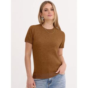 Pull à manches courtes pour femme FOXA, 100% laine, pull décontracté pour le travail, le bureau, l'été, le printemps, le début de l'automne - Product Image 2