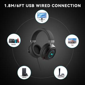 Casque de jeu RGB professionnel avec micro à réduction de bruit ENC, son surround 7.1, casque filaire <span class=keywords><strong>pour</strong></span> PC, PS4, <span class=keywords><strong>PS5</strong></span>, Xbox - Product Image 1