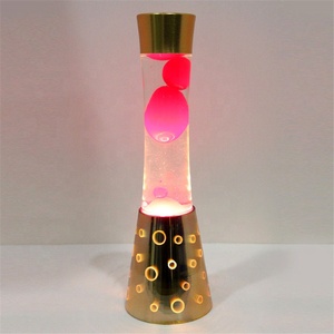 Farola cilíndrica de vidrio con aluminio coloreado y base bañada en cobre brillante lámpara de lava de diseño redondo - Product Image 1