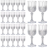 Verres à vin en plastique bleu vintage transparents style rétro pour réceptions de mariage et événements festifs
