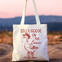 Silly Goose Denim Toile Sac Fourre-Tout Rétro Style Occidental Mignon Polyvalent pour Un Usage Quotidien Cadeau Shopping École-pour Enseignants Amis