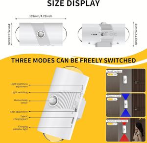 Magnetic Wall <b>Light</b> 1500mAh Motion & <b>Light</b> <b>Sensor</b> RGB <b>LED</b> Easy Install Wireless for Hallway Bathroom Bedroom Home Night <b>Lights</b> - Product Image 2