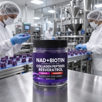 Gummies NAD+ Biotine 10000mcg Peptides de Collagène Resvératrol Vitamines K2 D3 Saveur Baies Complément Éclaircissant pour la Peau pour Femmes