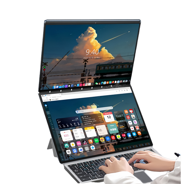 Factory Price Double Screen Laptop 13.5 Inch Touch Dual Screen RAM 16GB DDR4 256GB N100 Dual Screen Laptop