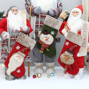 <b>Christmas</b> <b>Stocking</b> Green Snowman Design Plush Top Holiday Decor Gift Bag Candy <b>Holder</b> 19.7in Long - Product Image 2