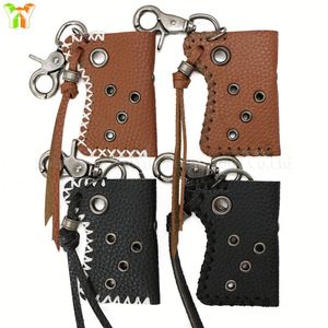 Retro Design Pu Leather Keychain Hand-Stitched Holder Compact Portable Pouch <b>Lighter</b> Case - Product Image 2