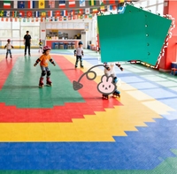 Suelo Deportivo Suspendido Encastrable, Baldosas de PVC Antideslizantes con Absorción de Impactos para Patinaje sobre Ruedas, Canchas Multiusos Interiores