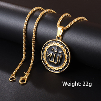 Collier personnalisé en alliage d'or 18 carats avec pendentif rond à motif arabe, chaîne DIY, bijoux de mode pour femmes musulmanes, vente en gros
