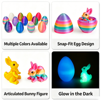 Ensemble d'œufs de Pâques imprimés en 3D avec lapin articulé à l'intérieur, œufs surprise préremplis, décorations pour paniers de Pâques, cadeaux réutilisables pour fêtes