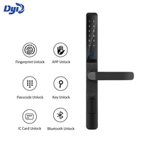 Serrure de porte intelligente Diyu à rupture de pont thermique en alliage d'aluminium avec contrôle d'accès par empreinte digitale, prise en charge du cloud WiFi et compatible avec l'application Tuya, Grade C