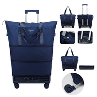 Equipaje impermeable de poliéster, plegable, gran capacidad, carrito, bolsa de viaje, fin de semana, Oxford, bolsa de lona con ruedas