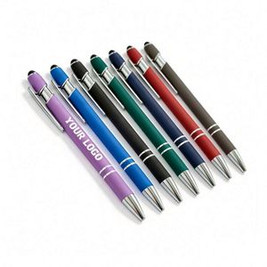 Stylo bille métallique personnalisé avec logo, encre noire, pointe 1,0 mm, impression UV, cadeau promotionnel d'entreprise, stylo tactile 2-en-1 - Product Image 1